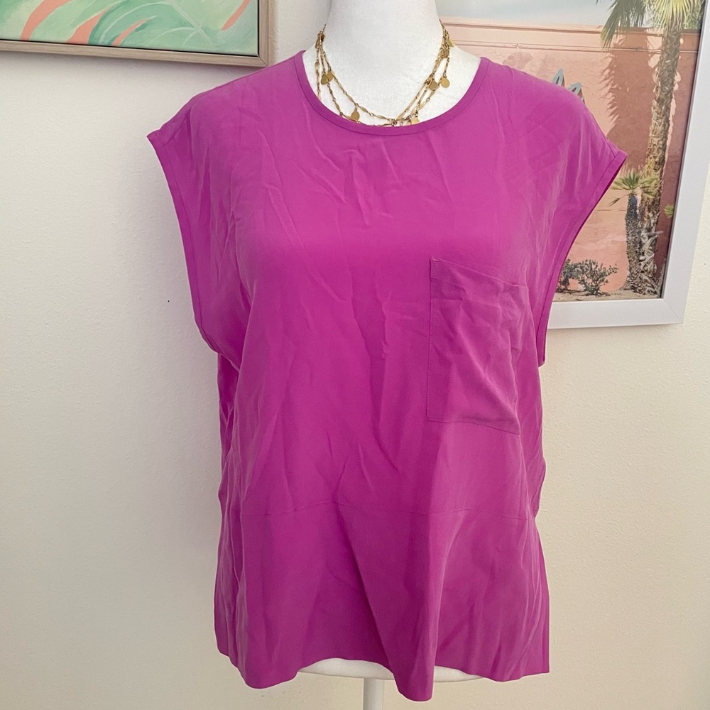 Everlane 100% Silk Square Muscle Blouse Top in Pink Size US 4